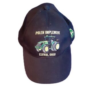 John Deere Polen Implement INC Elyria Ohio Black Farmer Hat Cap